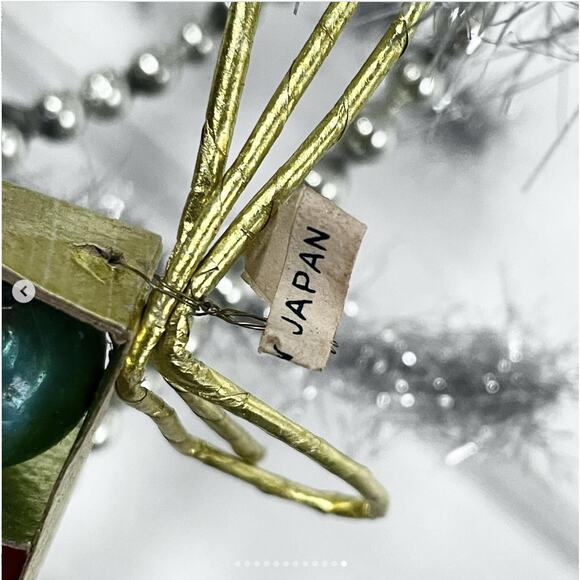 Vintage Miniature Box Glass Balls Ornament Paper Japan Tag SET 6 FLAWS - Picture 10 of 10